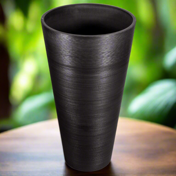 Decorative Large Textured Round Black Planter 71cm