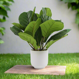 Decorative Potted Dense Artificial Fiddle Leaf Fig In Beautiful Decorative Bowl 37cm