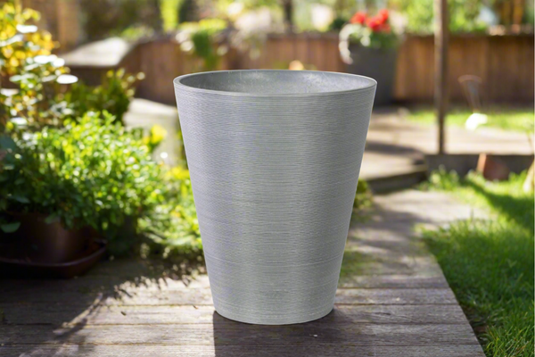 Decorative Textured Round Grey Planter 47cm