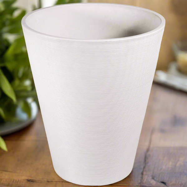 Decorative Textured Round White Planter 47cm