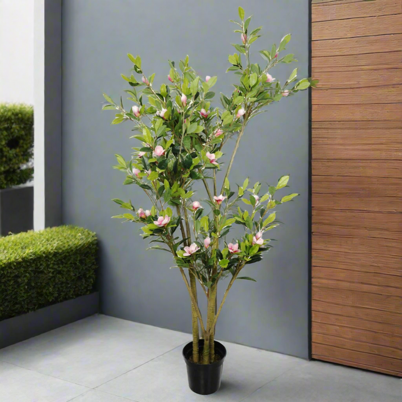 Faux Flowering Pink Magnolia Tree with Pot 250cm