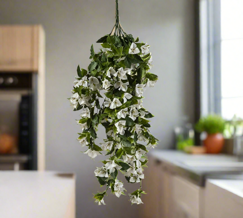 Hanging White Artificial Bougainvillea Plant UV Resistant 90cm4