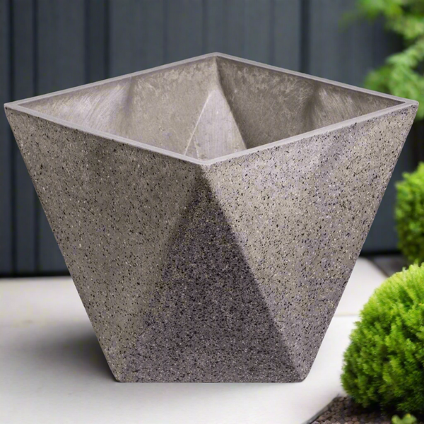 Imitation Dark Stone Geometric (Square) Planter 30cm