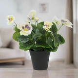 Mixed White Flowering Potted Artificial Pansy Plants 25cm