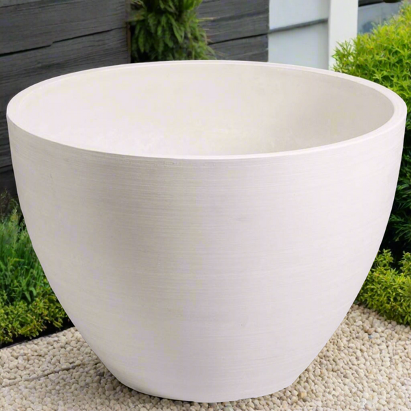 Polished Vintage White Planter Bowl 30cm