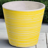 Yellow and White Engraved Pot 17cm