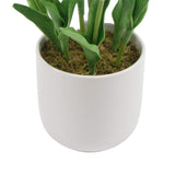 Flowering White Artificial Tulip Plant Arrangement With Ceramic Bowl 35cm3
