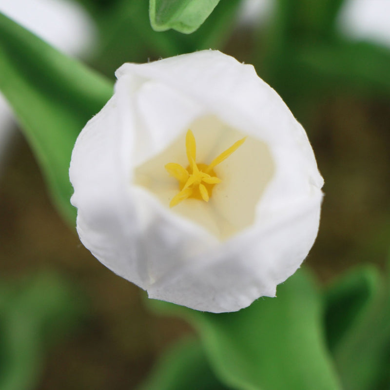Flowering White Artificial Tulip Plant Arrangement With Ceramic Bowl 35cm5