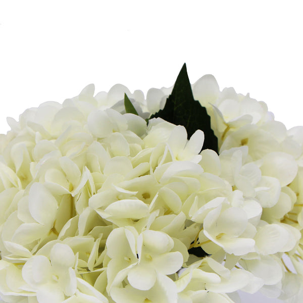 Premium Faux Hydrangea With Glass Vase (Artificial Flowering White Hydrangea) 23cm3