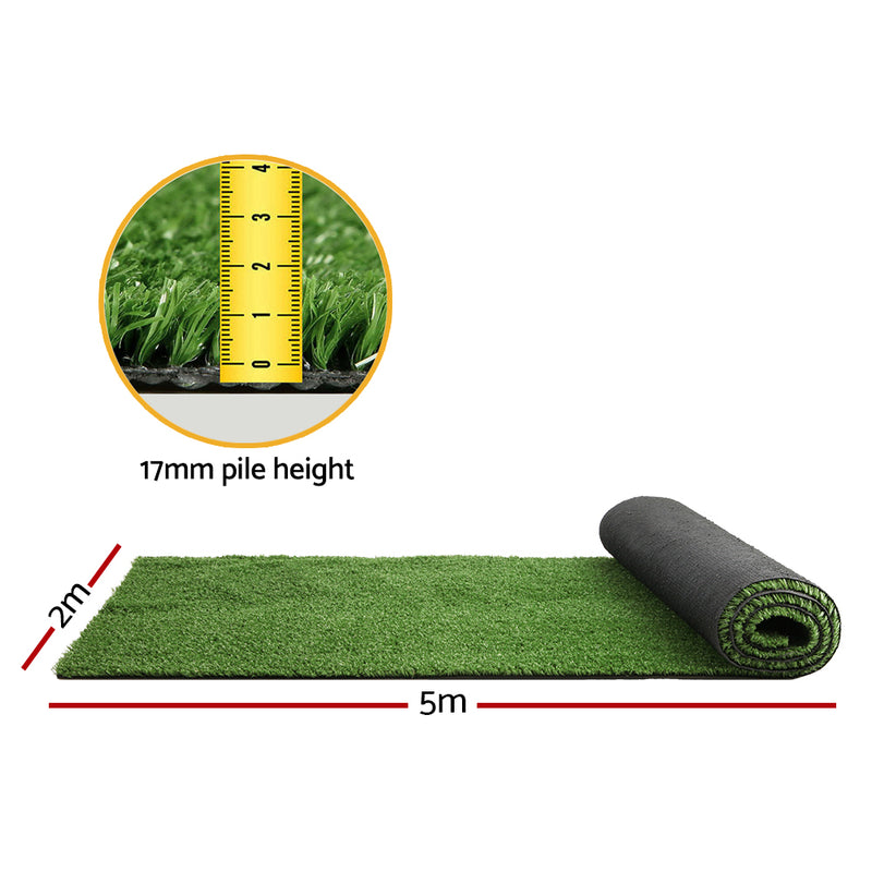Primeturf Artificial Grass 2mx5m 17mm Synthetic Fake Lawn Turf Plant Plastic Olive2